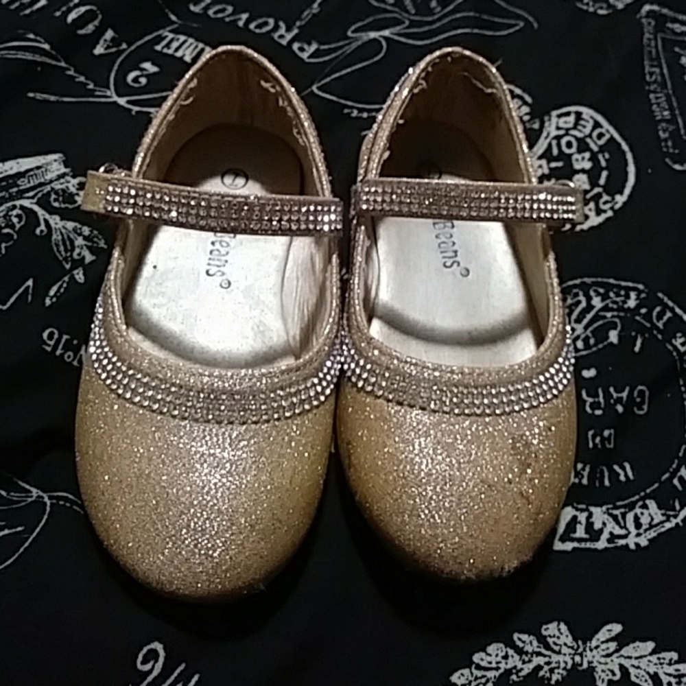 Gold rhinestone slippers
